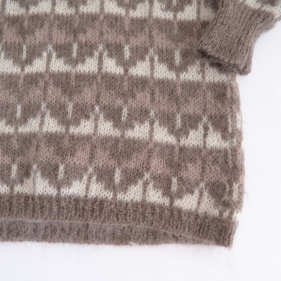 Vintage Dior Brown & Cream 60% Mohair Crewneck Long Sleeve Sweater Size Med - Picture 8 of 15